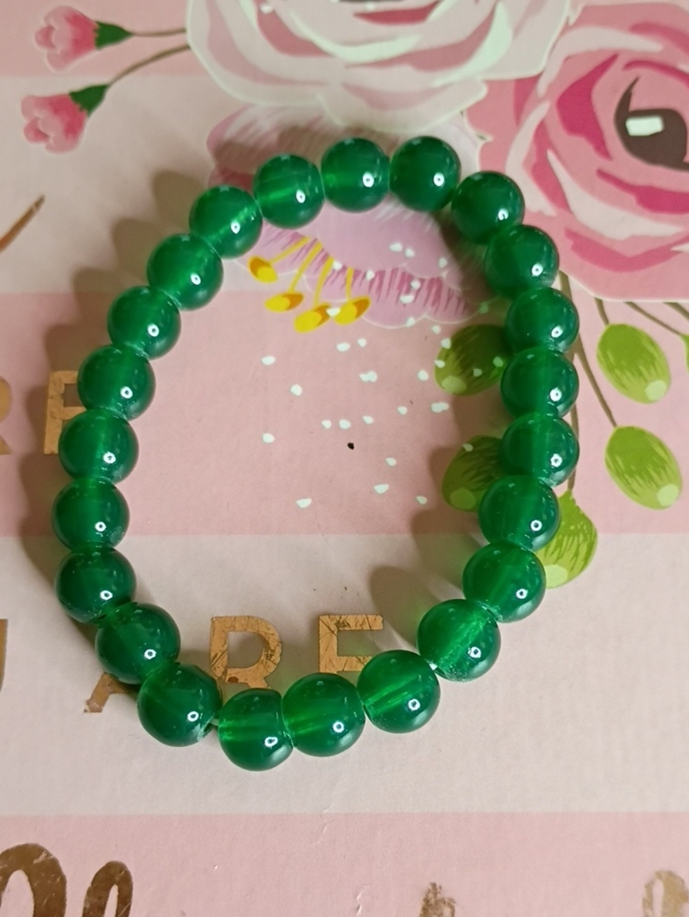 Green Beaded Stretch Bracelet - Women